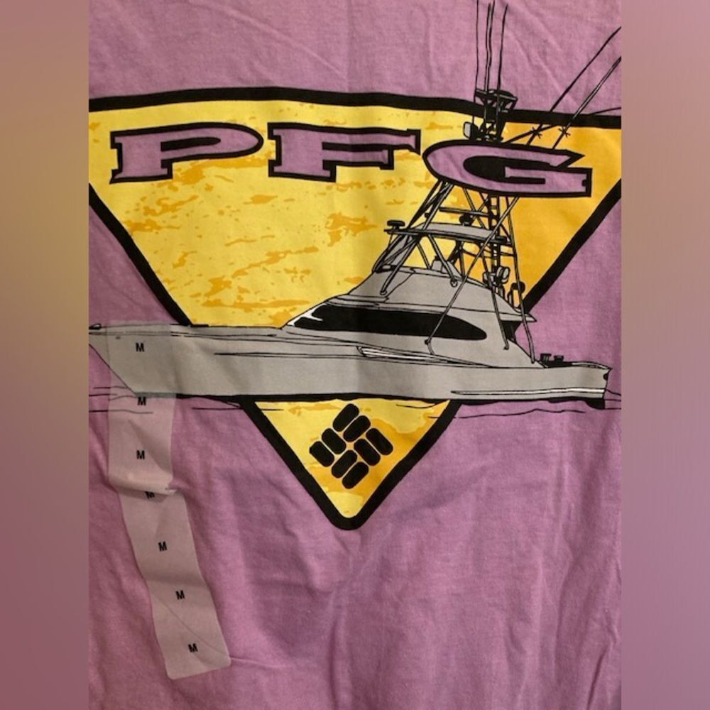 NEW Columbia Men’s PFG Performance Fishing Gear T-Shirt Purple Yacht Ship Sz M - Picture 3 of 10